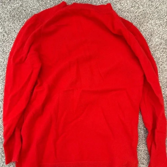 J. Crew Vibrant Red Sweater with Leopard Heart - Picture 2 of 2